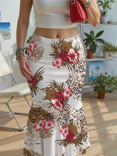 Women's Elegant Romantic Vacation High-Waist Mermaid Maxi Skirt With Tropical Print